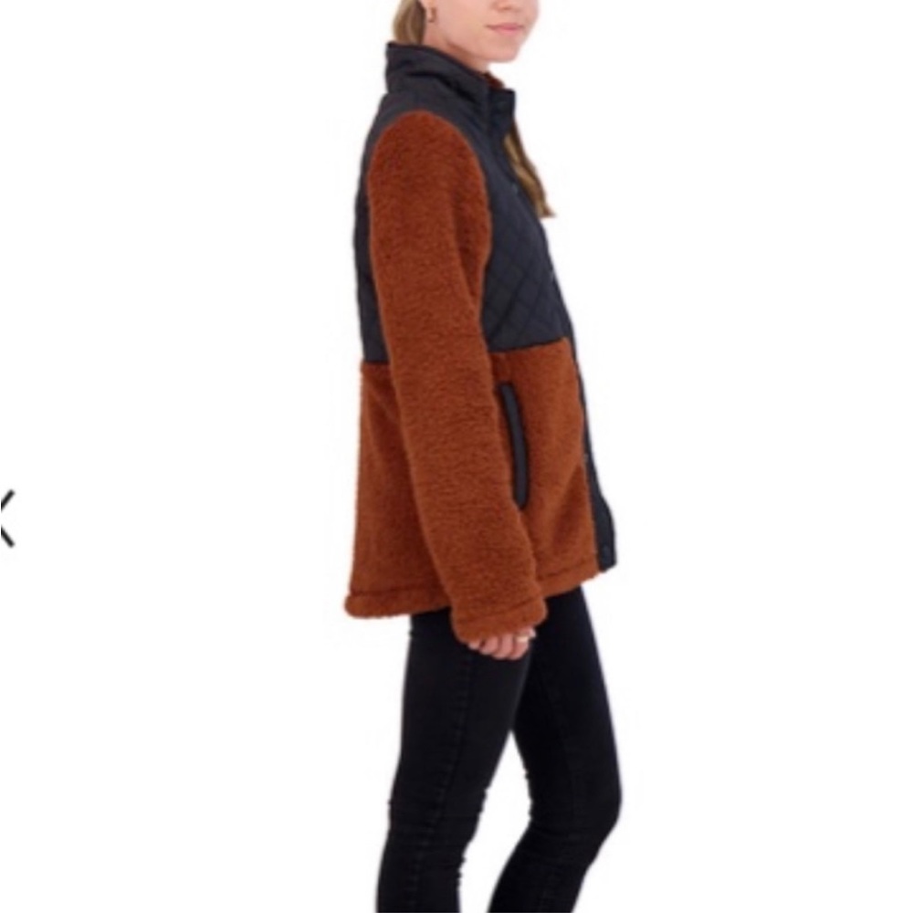Madden Girl Cozy Mixed-Media Fleece Jacket - Picture 3 of 4